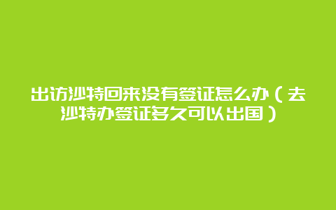 出访沙特回来没有签证怎么办（去沙特办签证多久可以出国）