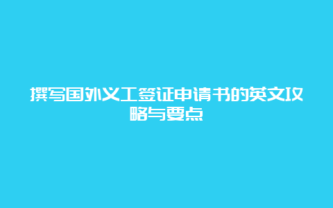 撰写国外义工签证申请书的英文攻略与要点