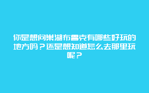 你是想问巢湖布鲁克有哪些好玩的地方吗？还是想知道怎么去那里玩呢？