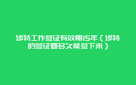 沙特工作签证有效期15年（沙特的签证要多久能签下来）