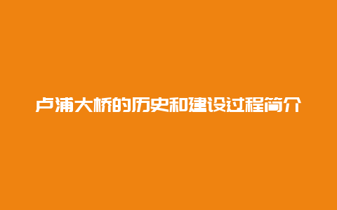 卢浦大桥的历史和建设过程简介