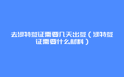 去沙特签证需要几天出签（沙特签证需要什么材料）