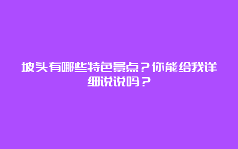 坡头有哪些特色景点？你能给我详细说说吗？