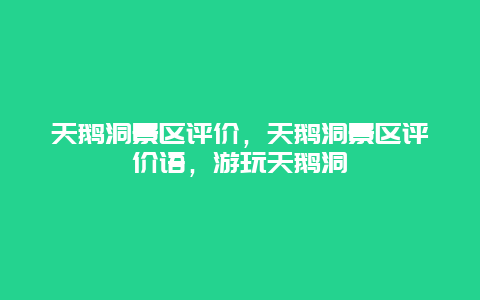 天鹅洞景区评价，天鹅洞景区评价语，游玩天鹅洞