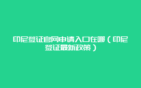 印尼签证官网申请入口在哪（印尼签证最新政策）