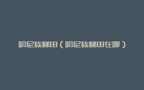 哈尼族梯田（哈尼族梯田在哪）